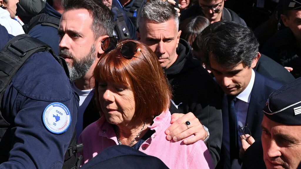 Gisele Pelicot is mobbed outside court as she once again faces one of her rapists as he appeals conviction, insisting he thought she wanted strangers to have sex with her while drugged