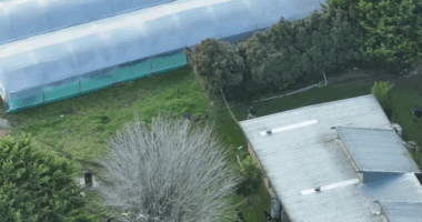 Drone footage released by police today has shown officers chasing the alleged offenders through a 20-acre property in Devon Meadows on Tuesday.