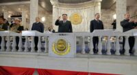 (L-R): Li Qiang, Kim Jong Un,  Vietnamese Communist Party General Secretary To Lam, Dmitry Medvedev