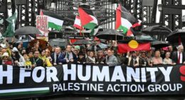 Pro-Palestine protesters march across the Sydney Harbour Bridge to bring attention to the ongoing Israel bombing and aid restrictions to Gaza. 3 August 2025 Photo: Janie Barrett
