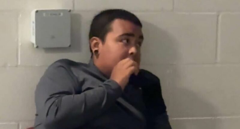 Portland Antifa suspect quivers with fear after being arrested over red paint vandalism at ICE depot