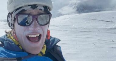 Balin Miller sits atop Mount Hunter on May 14, 2025 after summiting via the French Connection route solo.