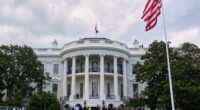 A newly installed flag pole stands on the South Lawn of the White House, Wednesday, June 18, 2025, in Washington. (AP Photo/Evan Vucci)
