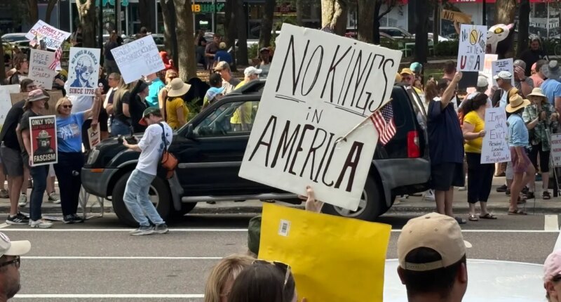 ‘No Kings’ protests draws hundreds in Tampa