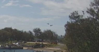 An inquest into the Sea World helicopter crash has been shown several videos of the moment the aircraft collided.