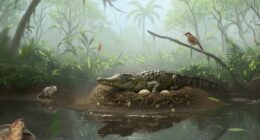 Virtual reconstruction of the Murgon paleoecosistem during the early eocene, 55 Mya.