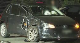A black Volkswagen hatchback that was involved in a car accident in Sydney's west.