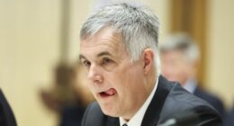 Stephen Rue, CEO, Optus, during the Triple Zero service outage hearing with the Senate Environment and Communications References Committee, at Parliament House in Canberra on Monday 3 November 2025.