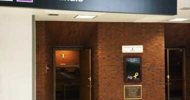 Our Lady of the Airways, a Catholic chapel that has ministered to airport workers and travelers since the mid-20th century, is seen at Logan International Airport in Boston on Friday, Aug. 29, 2025. (AP Photo/Giovanna Dell