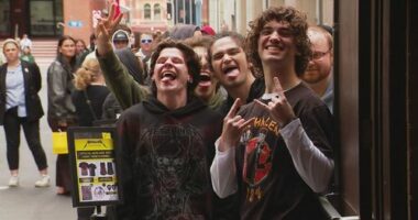 Heavy metal legends Metallica have touched down in Adelaide, with tens of thousands of fans hot on their heels, lining up in long queues to snag some unique mementos.