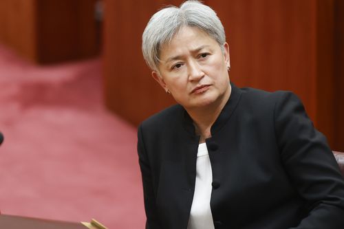 CANBERRA, AUSTRALIA - NOVEMBER 03: Minister for Foreign Affairs Senator Penny Wong listen in the Senate Chamber at Parliament House on November 03, 2025 in Canberra, Australia. Australia's parliament convened for sittings as a number of pressing issues come to the fore, from inflation and cost of living domestically to Australia's relationship with its allies in the region and beyond internationally. (Photo by Hilary Wardhaugh/Getty Images)