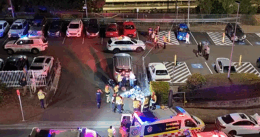Emergency services at the scene of the crash in northern Sydney.