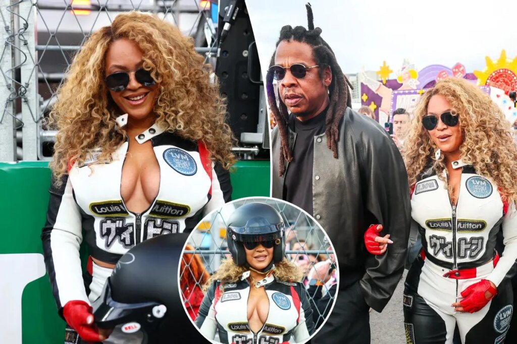 Beyoncé turns heads in form-fitting racing gear while arriving at F1 Grand Prix with Jay-Z