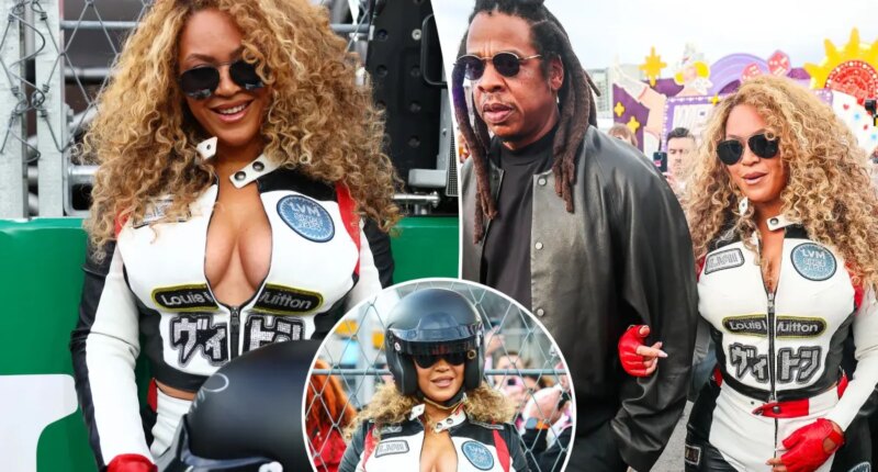 Beyoncé turns heads in form-fitting racing gear while arriving at F1 Grand Prix with Jay-Z