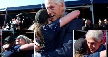 Bill Clinton shows up at NYC Marathon finish line with mysterious bandage