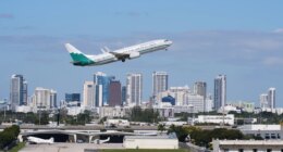 FILE - An American Airlines aircraft takes off from Fort Lauderdale-Hollywood International Airport, Thursday, Nov. 13, 2025, in Fort Lauderdale, Fla. (AP Photo/Lynne Sladky,File)