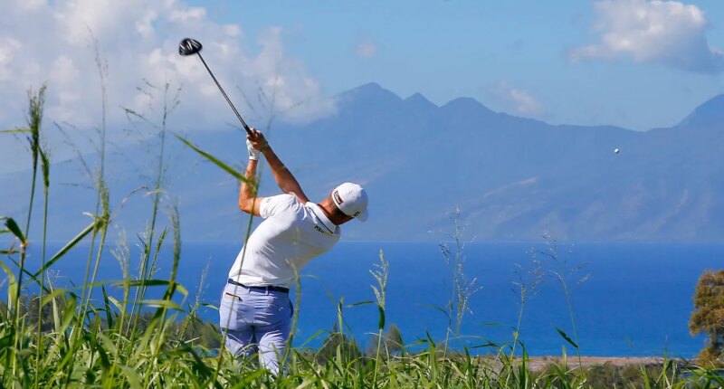 FILE - Justin Thomas hits from the seventh tee during the first round of the Tournament of Champions golf tournament at Kapalua Plantation Course on Kapalua, Hawaii, Jan. 7, 2016. (AP Photo/Matt York, File)