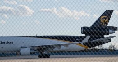 The McDonnell Douglas MD-11F cargo plane is being grounded in the USA. Pictured here is a UPS plane at Louisville Airport, Kentucky
