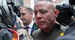 U.S. Customs and Border Patrol Gregory Bovino arrives outside federal court in Chicago, Tuesday, Oct. 28, 2025. (AP Photo/Nam Y. Huh)