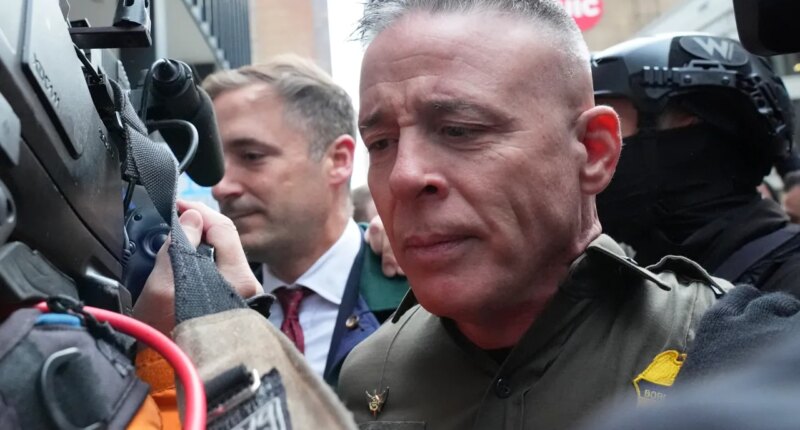 U.S. Customs and Border Patrol Gregory Bovino arrives outside federal court in Chicago, Tuesday, Oct. 28, 2025. (AP Photo/Nam Y. Huh)