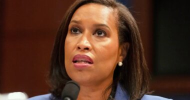 FILE - District of Columbia Mayor Muriel Bowser speaks during a hearing on Capitol Hill, Sept. 18, 2025, in Washington. (AP Photo/Mark Schiefelbein, File)