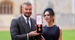 David Beckham Is Knighted by King Charles With Wife Victoria By His Side