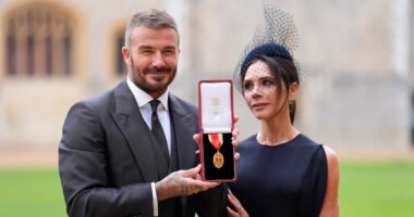 David Beckham Is Knighted by King Charles With Wife Victoria By His Side