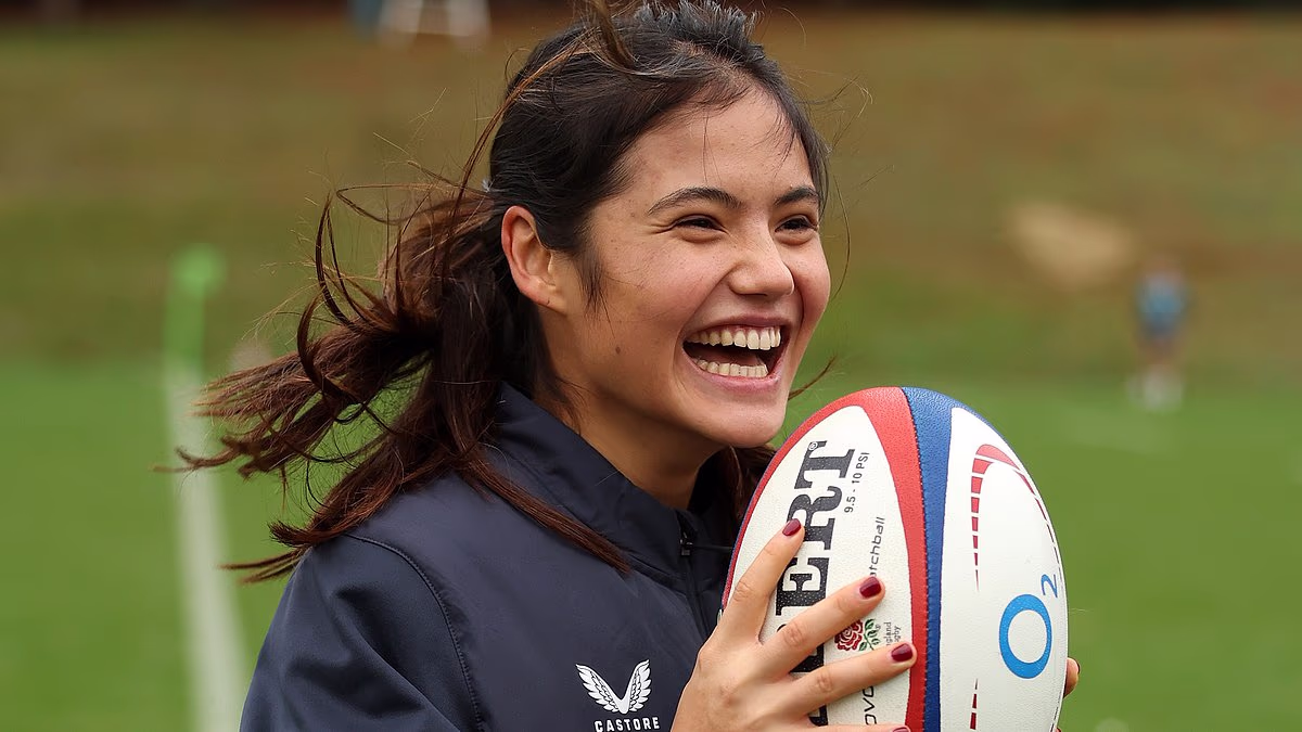 Emma Raducanu the rugby player? Tennis star is put through her paces as she pays visit to England squad ahead of crunch New Zealand clash