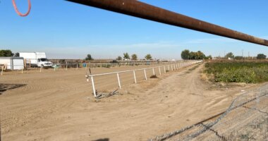 FILE - La Catedral Arena horse race track in Wilder, Idaho is seen in Oct. 22, 2025, three days after the FBI and other law enforcement agencies raided the property as part of a gambling investigation. (AP Photo/Rebecca Boone, File)