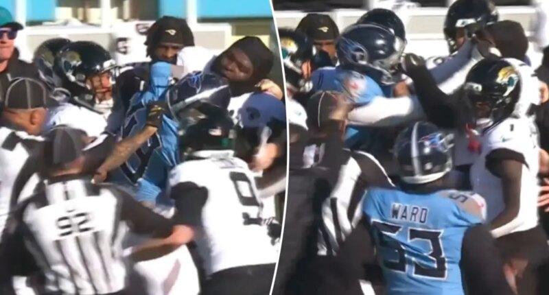 Fight breaks out in Titans-Jaguars after hard hit on Trevor Lawrence