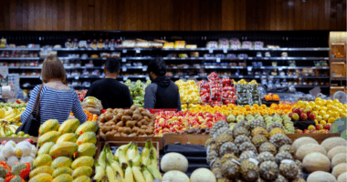 Shoppers in a supermarket in Sydney.