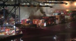 Fire erupts aboard container ship at Port of LA in San Pedro, briefly prompts shelter-in-place order