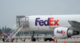 FILE - A FedEx cargo plane is shown on the tarmac at Fort Lauderdale-Hollywood International Airport, Tuesday, April 20, 2021, in Fort Lauderdale, Fla. (AP Photo/Wilfredo Lee, File)