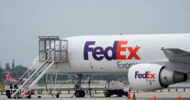 FILE - A FedEx cargo plane is shown on the tarmac at Fort Lauderdale-Hollywood International Airport, Tuesday, April 20, 2021, in Fort Lauderdale, Fla. (AP Photo/Wilfredo Lee, File)