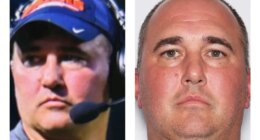 This combination of photos provided by the Virginia State Police shows Travis L. Turner, a southwest Virginia high school football coach who went missing and has been charged with possession of child pornography. (Virginia State Police via AP)