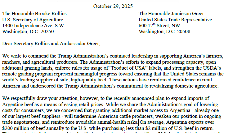 GOP lawmakers question 'long-term fairness' of trade boost to Argentinian beef