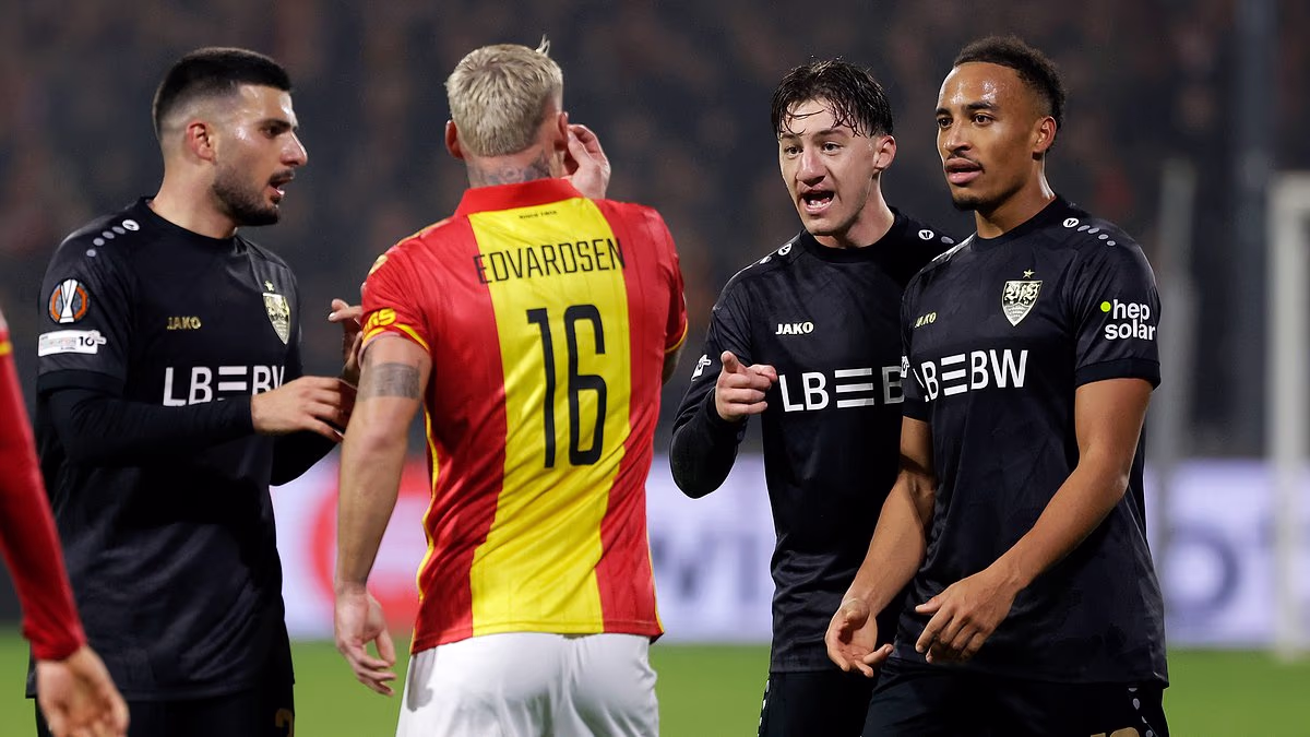 Germany star Angelo Stiller is victim of 'BULLYING', rages Dutch legend, as opponent mocks Man United target - who was born with cleft lip - before grovelling apology and fine from his own club