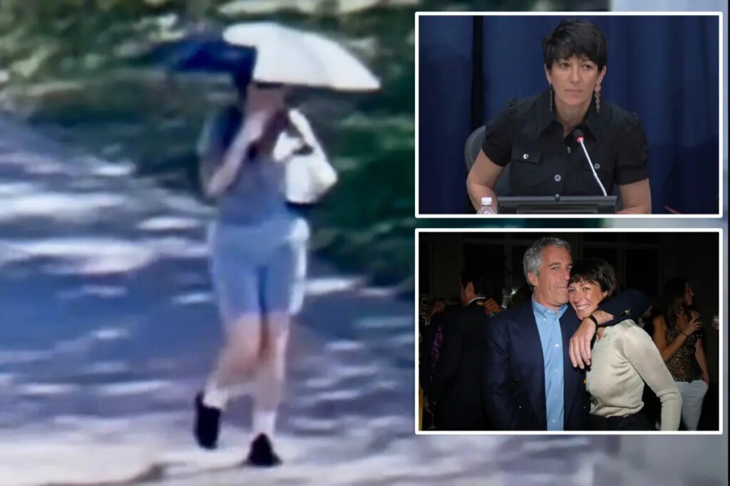 Ghislaine Maxwell filmed bizarrely carrying umbrella on sunny day at Texas prison: video
