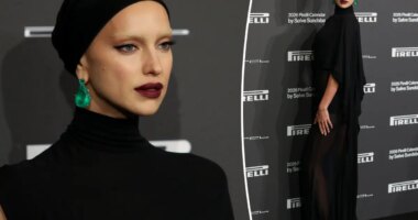 Irina Shayk's bleached brows are almost as shocking as her giant emerald earrings