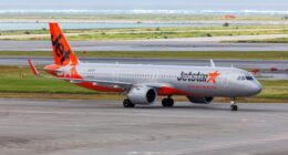 Naha, Japan - October 3, 2023: Jetstar Japan Airlines Airbus A321neo airplane at Okinawa Naha Airport (OKA) in Japan.