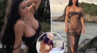 Kim Kardashian dazzles in sheer lace dress on the beach before revealing she failed bar exam