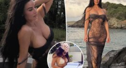 Kim Kardashian dazzles in sheer lace dress on the beach before revealing she failed bar exam