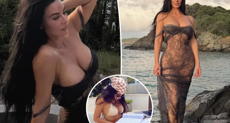 Kim Kardashian dazzles in sheer lace dress on the beach before revealing she failed bar exam