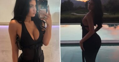 Kylie Jenner goes glam for Thanksgiving in plunging Dolce & Gabbana halter dress