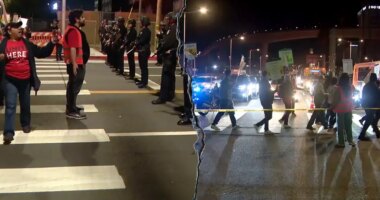 LAX travelers abandon cars, walk to airport as protesters block building during Thanksgiving rush