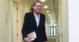 Opposition leader Sussan Ley departs after a Liberal party room meeting, at Parliament House in Canberra on Wednesday 12 November 2025.