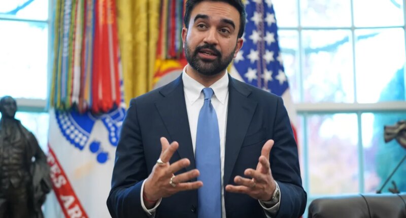 New York City Mayor-elect Zohran Mamdani seeks after his meeting with President Donald Trump in the Oval Office of the White House, Friday, Nov. 21, 2025, in Washington. (AP Photo/Evan Vucci)