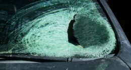 Man injured by frozen water balloon thrown through windshield