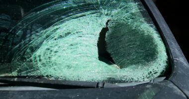 Man injured by frozen water balloon thrown through windshield