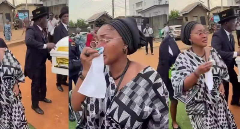 Mercy Aigbe Breaks Down in Tears During Mother’s Service of Songs